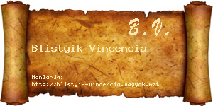 Blistyik Vincencia névjegykártya